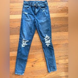 American Eagle Outfitters Blue Distressed Skinny Jeans